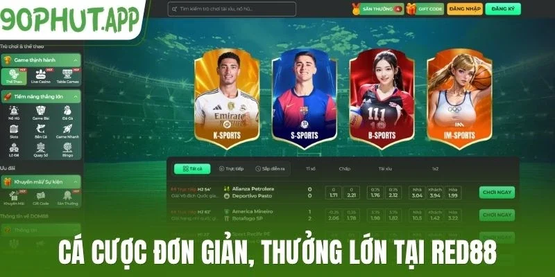 Cá cược đơn giản, thưởng lớn tại Red88