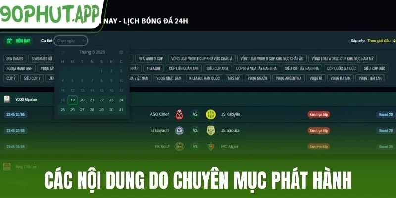 Các nội dung do chuyên mục phát hành