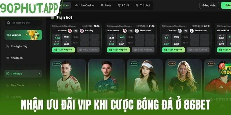 Nhận ưu đãi VIP khi cược bóng đá ở 86Bet