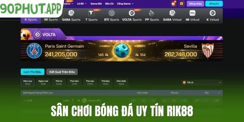 Sân chơi bóng đá uy tín Rik88
