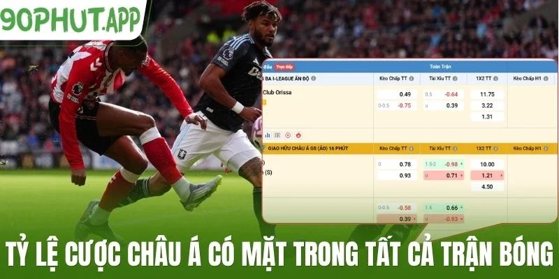 Tỷ lệ cược châu Á có mặt trong tất cả trận bóng