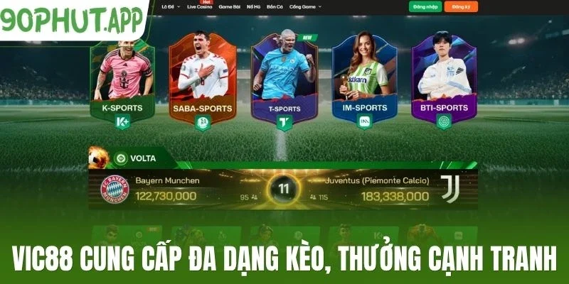 Vic88 cung cấp đa dạng kèo, thưởng cạnh tranh