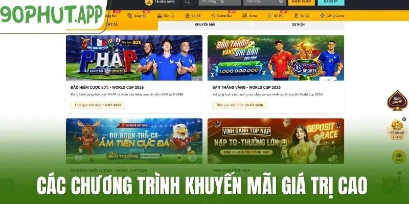 Các chương trình khuyến mãi giá trị cao 