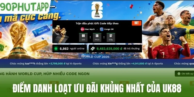 Điểm danh loạt ưu đãi khủng nhất của Uk88