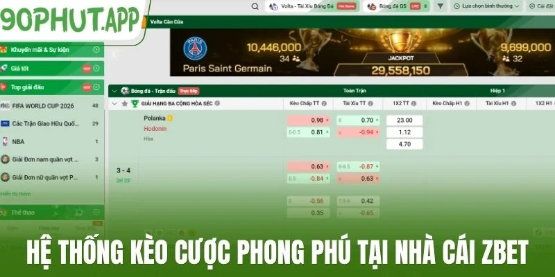 Hệ thống kèo cược phong phú tại nhà cái Zbet