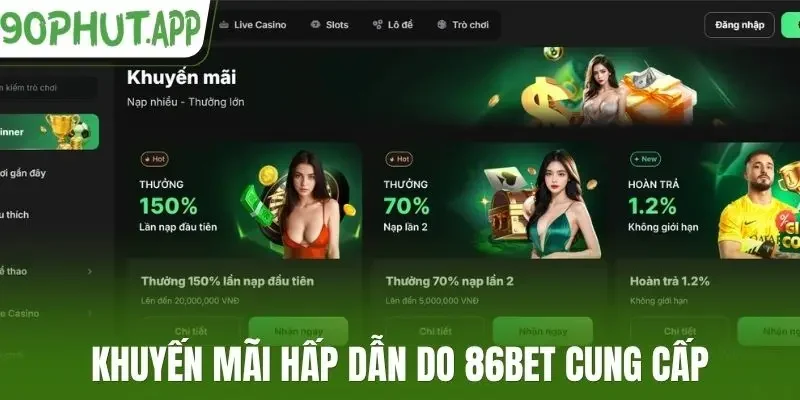 Khuyến mãi hấp dẫn do 86Bet cung cấp