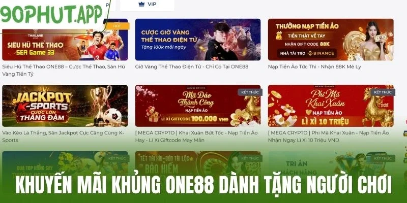 Khuyến mãi khủng One88 dành tặng người chơi