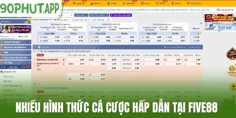 Nhiều hình thức cá cược hấp dẫn tại Five88 