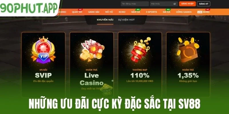 Những ưu đãi cực kỳ đặc sắc tại Sv88