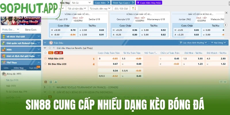 Sin88 cung cấp nhiều dạng kèo bóng đá